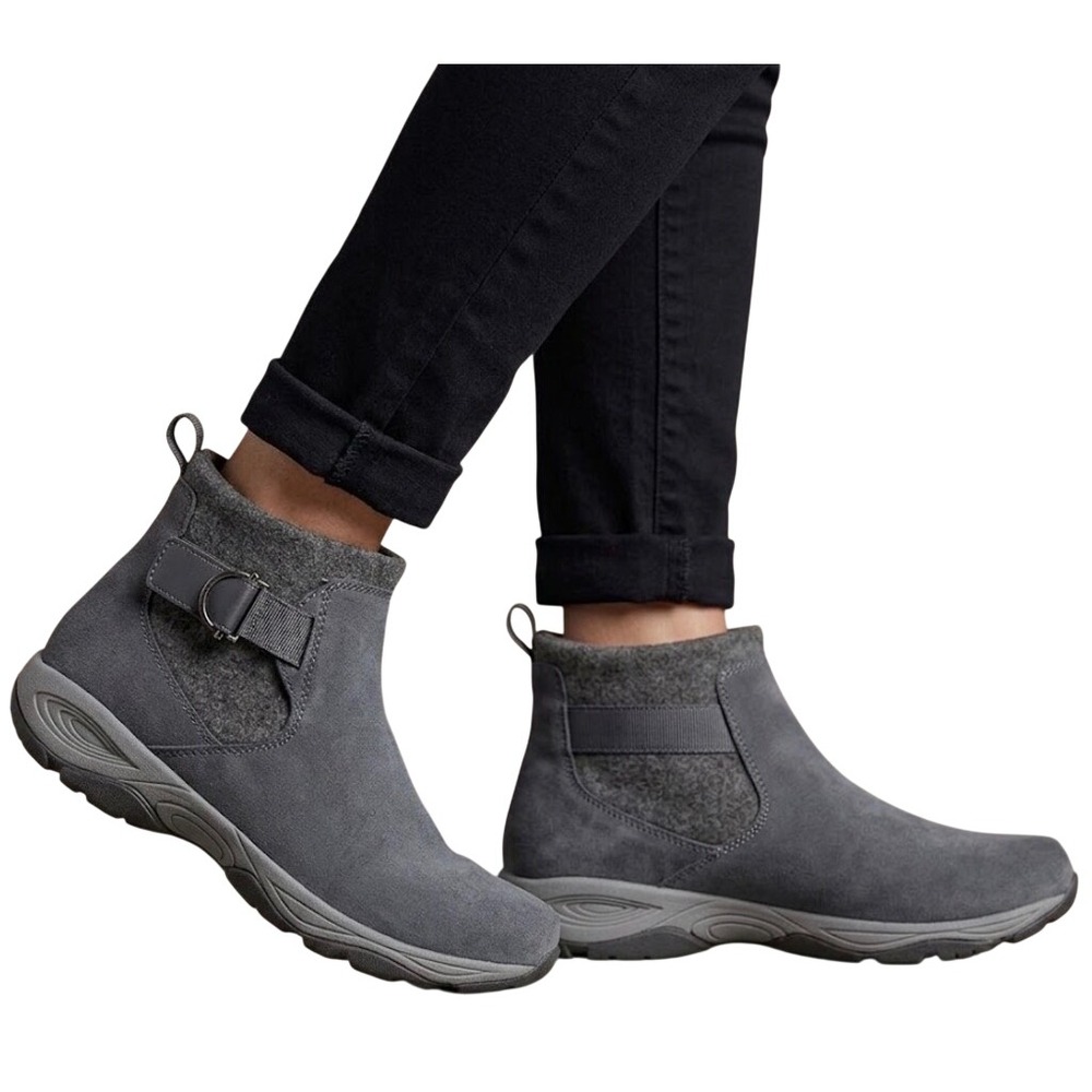 Easy Spirit Eshell2 Grey Textile Buckle Ankle Boots Womens Thermal Size 7M
